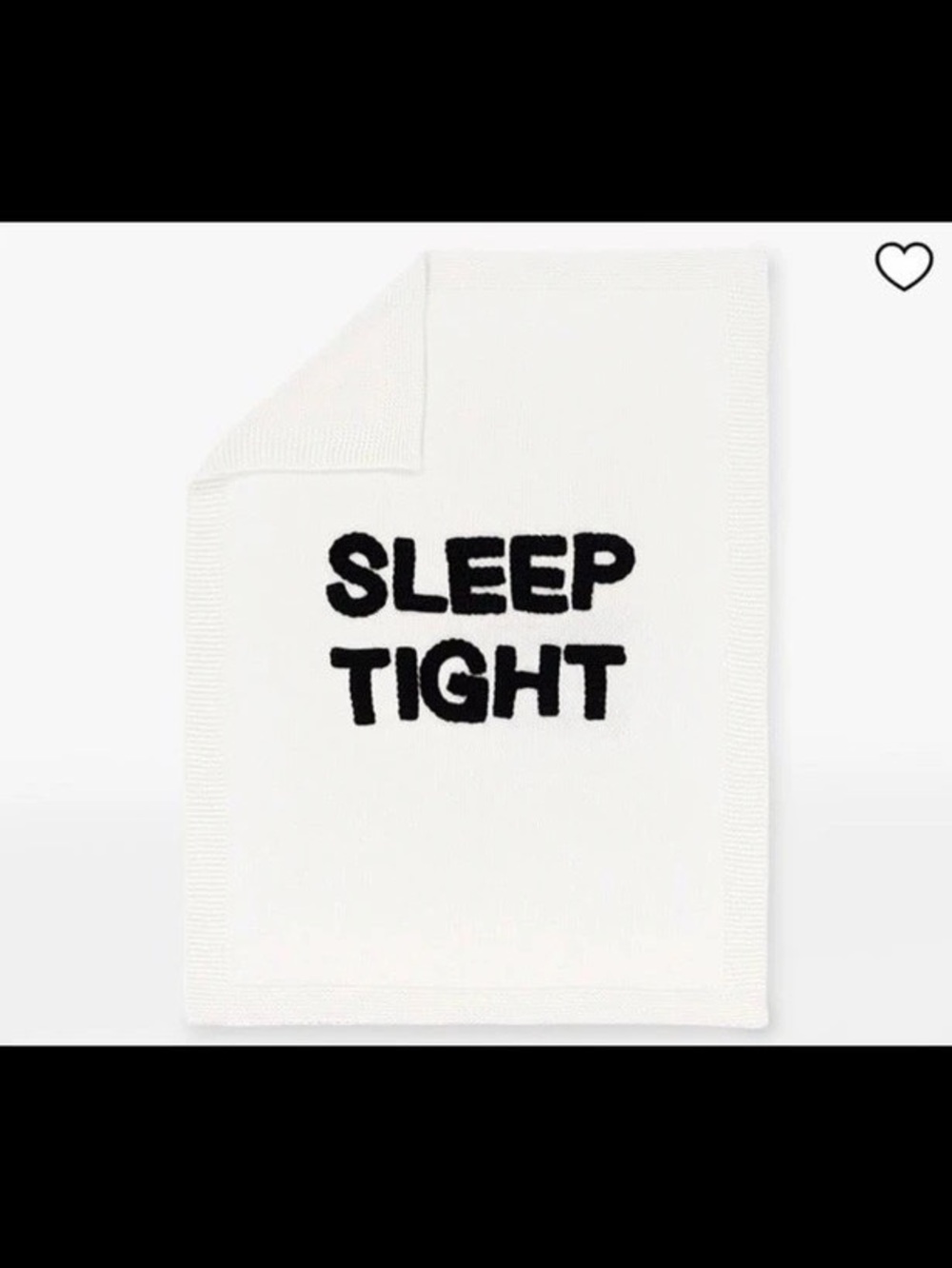 Pottery Barn kids sleep tight Cream & Black Knit baby Blanket NWT
